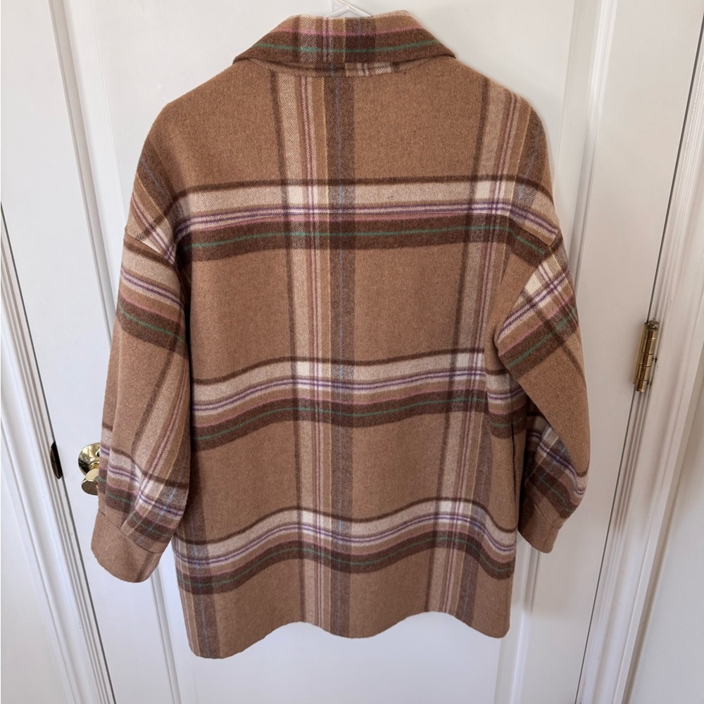 LNA Revolve Oversized Boyfriend Jacket in Camel Plaid XS/S Shacket Wool - Picture 6 of 6